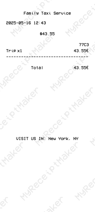 Family Taxi Receipt