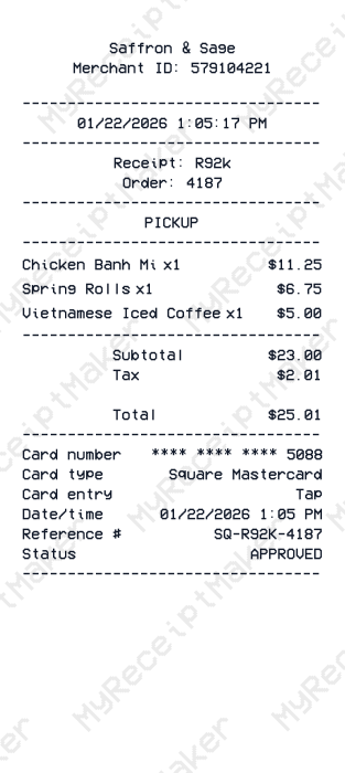 Square POS Receipt