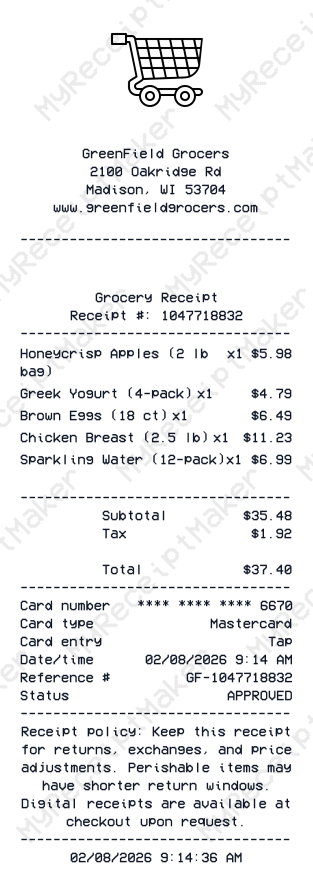 Supermarket Receipt