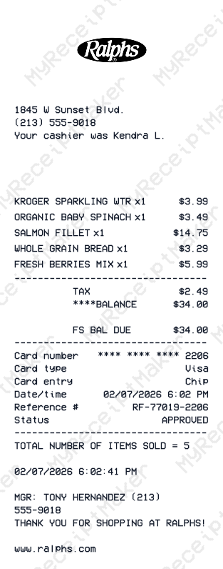 Ralphs Receipt