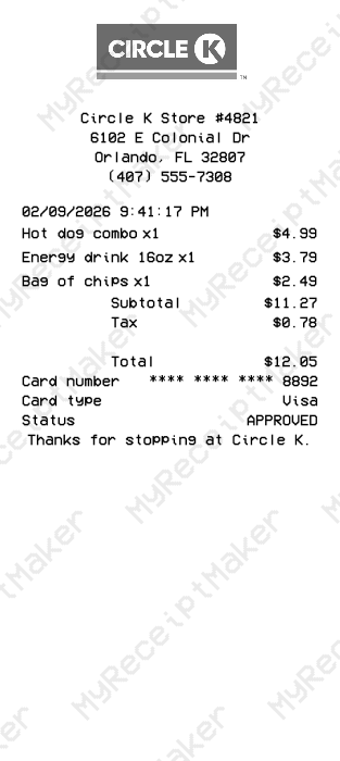 Circle K Receipt