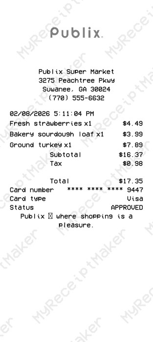 Publix Receipt