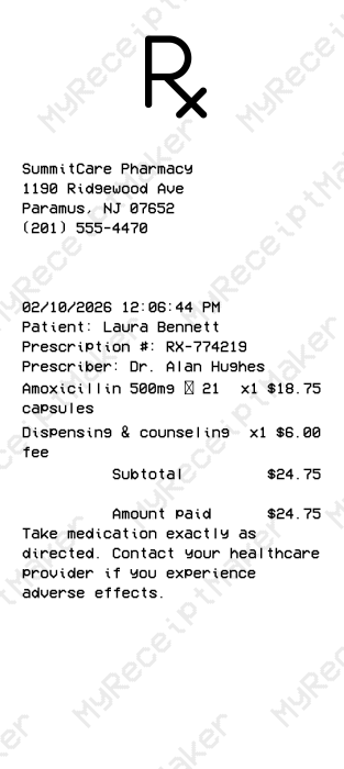 Prescription Receipt