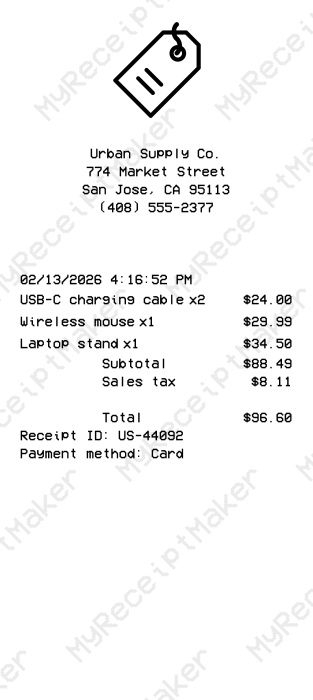 Itemized Sales Receipt