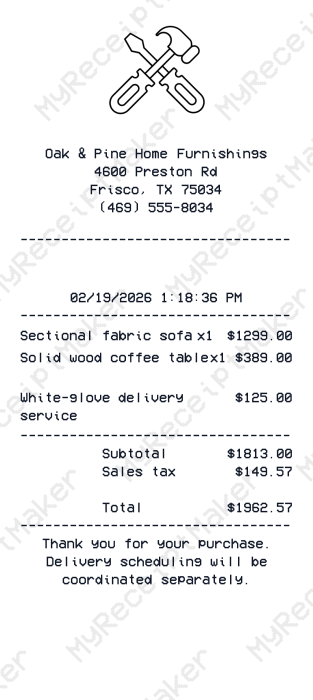 Furniture Receipt
