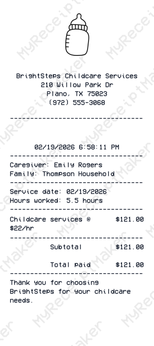 Nanny Receipt