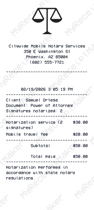Notary Receipt