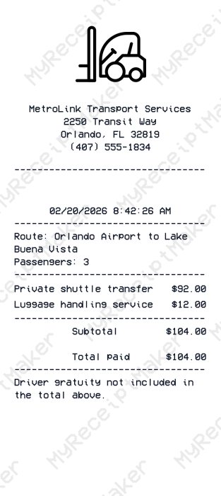 Transportation Receipt