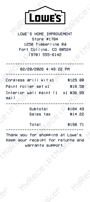 Lowes Receipt