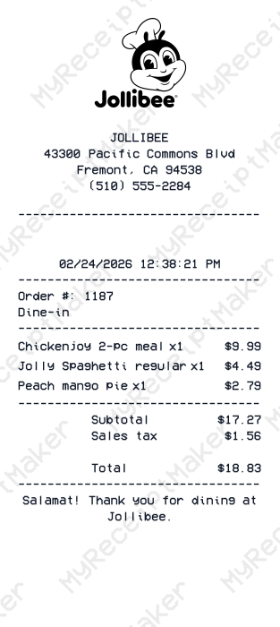 Jollibee Receipt
