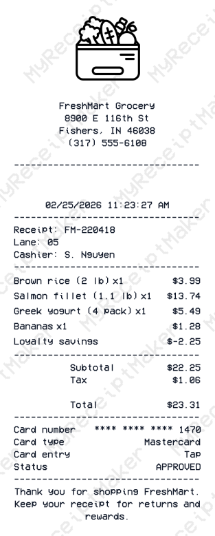 Grocery Receipt