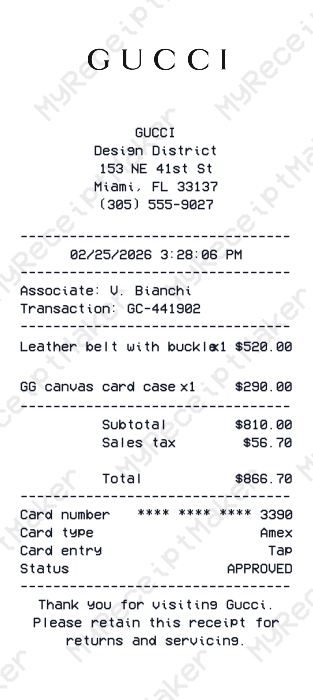 Gucci Receipt