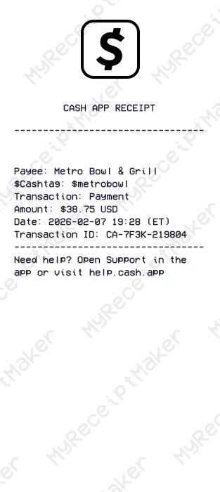 Cash App Receipt