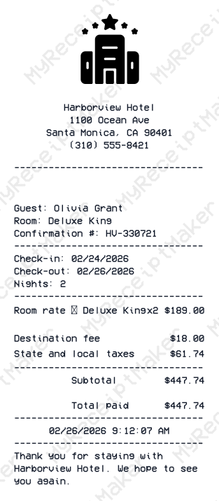 Hotel Receipt
