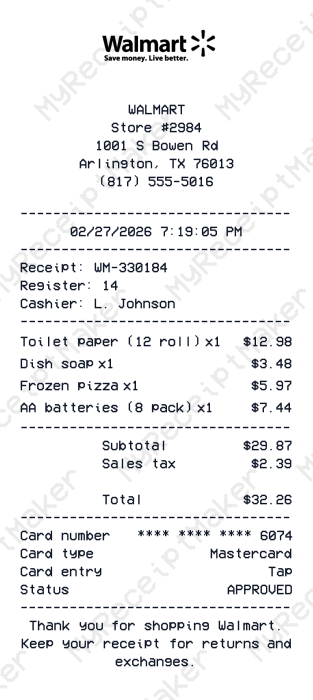 Walmart Receipt