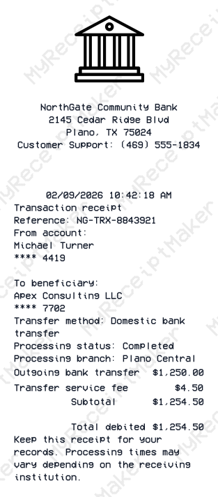 Bank Transaction Receipt