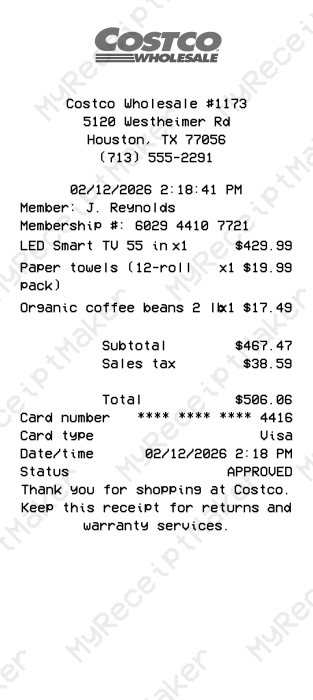 Costco Receipt