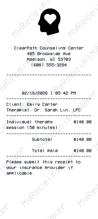 Therapy Receipt