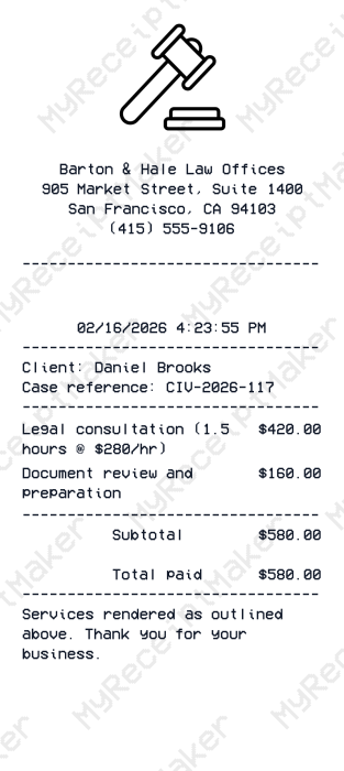 Lawyer Receipt