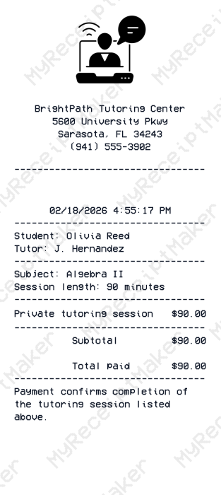 Tutoring Receipt