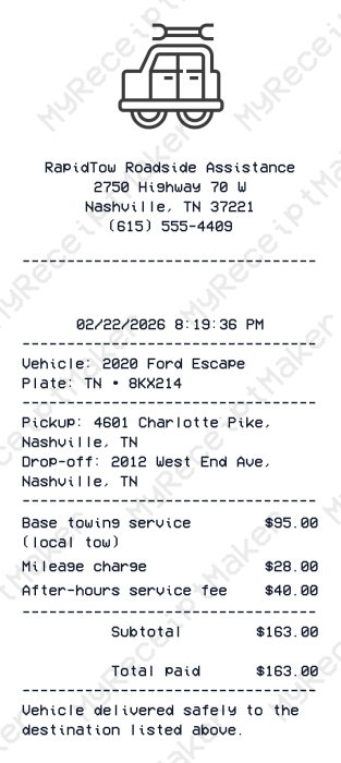 Towing Receipt