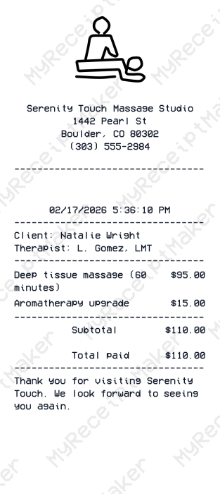 Massage Receipt