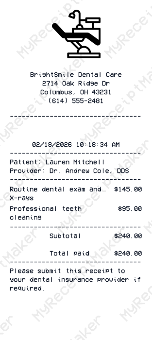Dentist Receipt