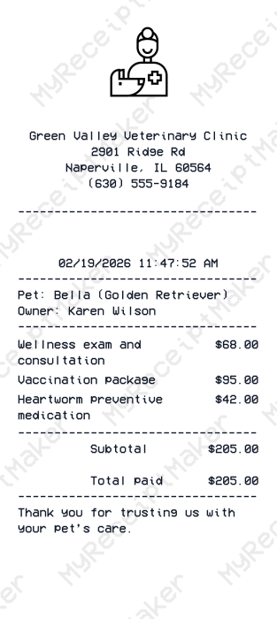 Vet Receipt